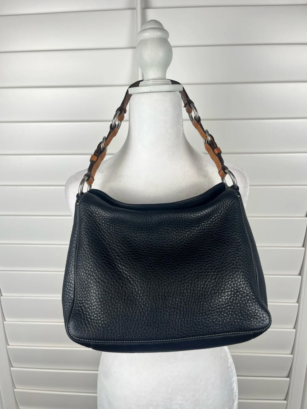 Coach chelsea turnlock hobo black pebbled leather shoulder bag y2k - Picture 3 of 7